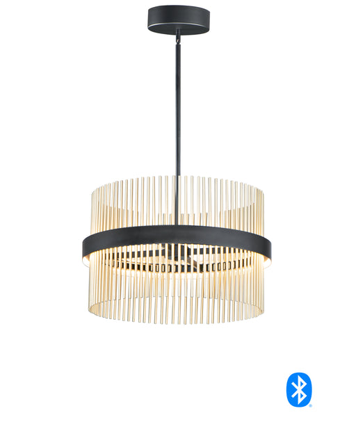 Chimes 24" LED Pendant in Black / Satin Brass