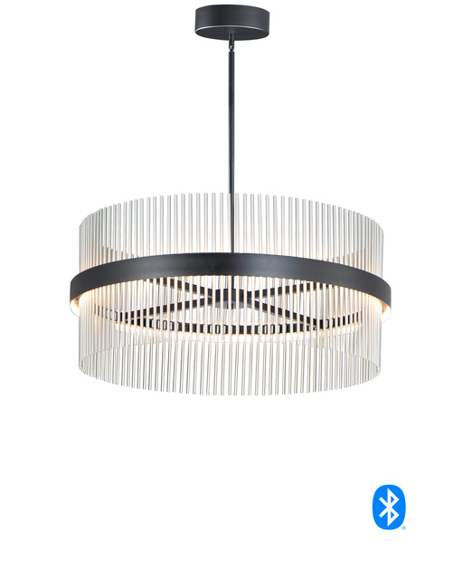 Chimes 34" LED Pendant in Black / Satin Nickel