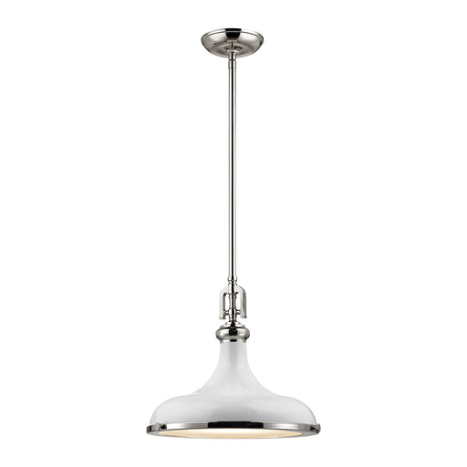 Rutherford 1-Light Pendant in Gloss White/Polished Nickel