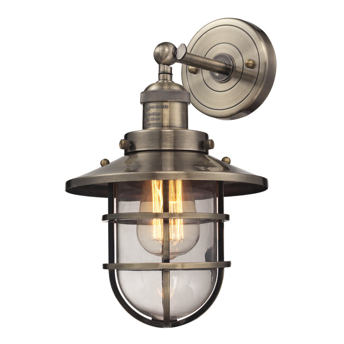 Seaport 1-Light Wall Lamp in Antique Brass