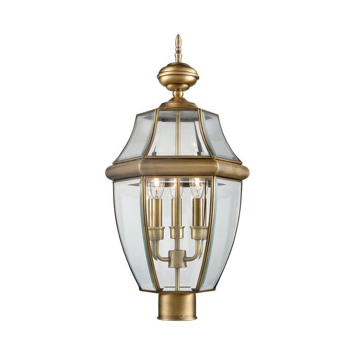 Ashford 3-Light Post Mount Lantern in Antique Brass
