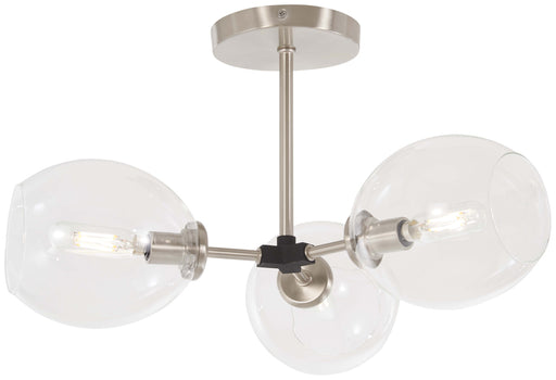 Nexpo 3-Light Semi Flush in Brushed Nickel & Black Accents - Lamps Expo