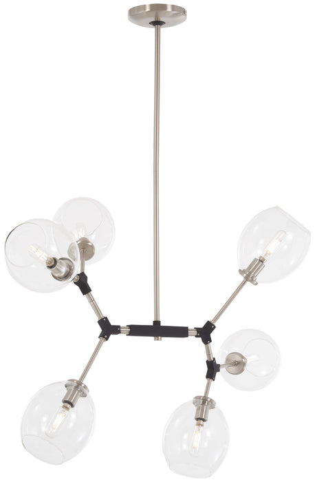 Nexpo 6-Light Pendant in Brushed Nickel & Black Accents - Lamps Expo