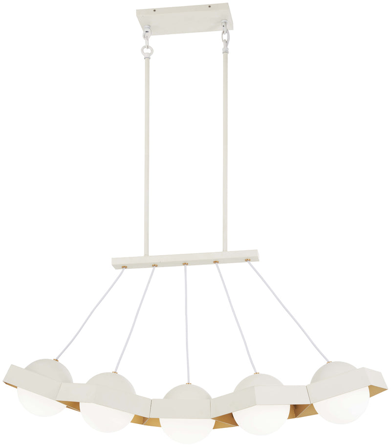 Five-O LED Island in Textured White & Gold Leaf - Lamps Expo