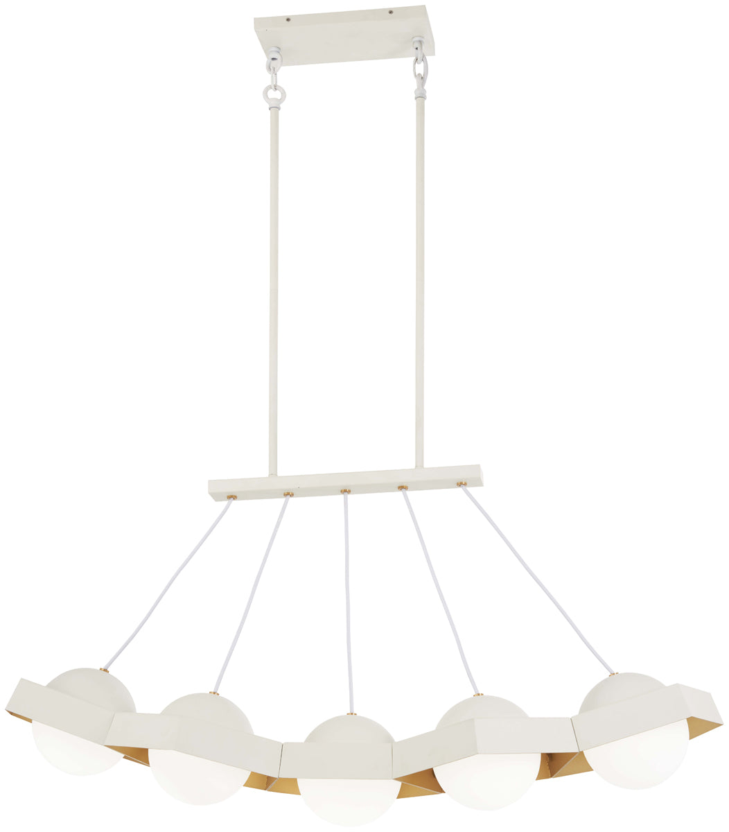 Five-O LED Island in Textured White & Gold Leaf - Lamps Expo