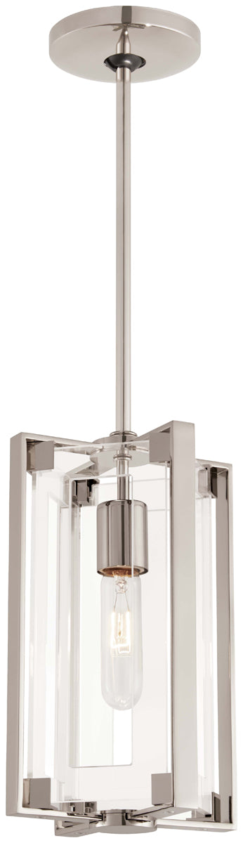 Crystal Clear 1-Light Mini Pendant in Polished Nickel - Lamps Expo