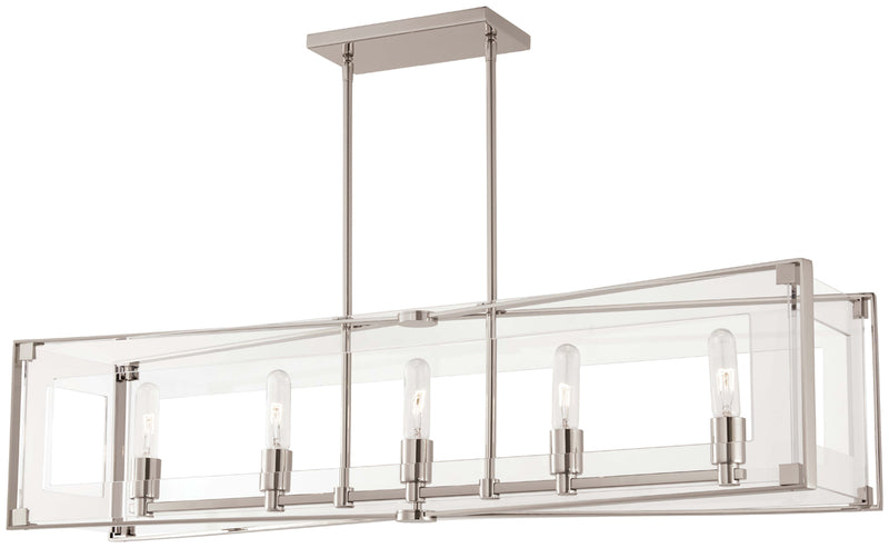 Crystal Clear 5-Light Island-Light in Polished Nickel - Lamps Expo