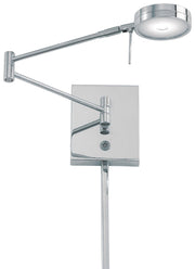 George's Reading Room 1-Light LED Swing Arm Wall Lamp in Chrome - Lamps Expo