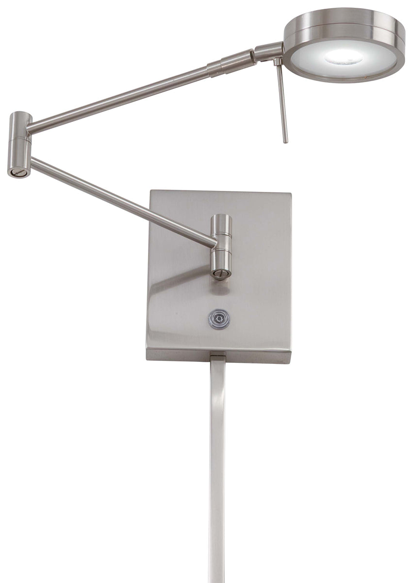 George's Reading Room 1-Light LED Swing Arm Wall Lamp in Brushed Nickel - Lamps Expo