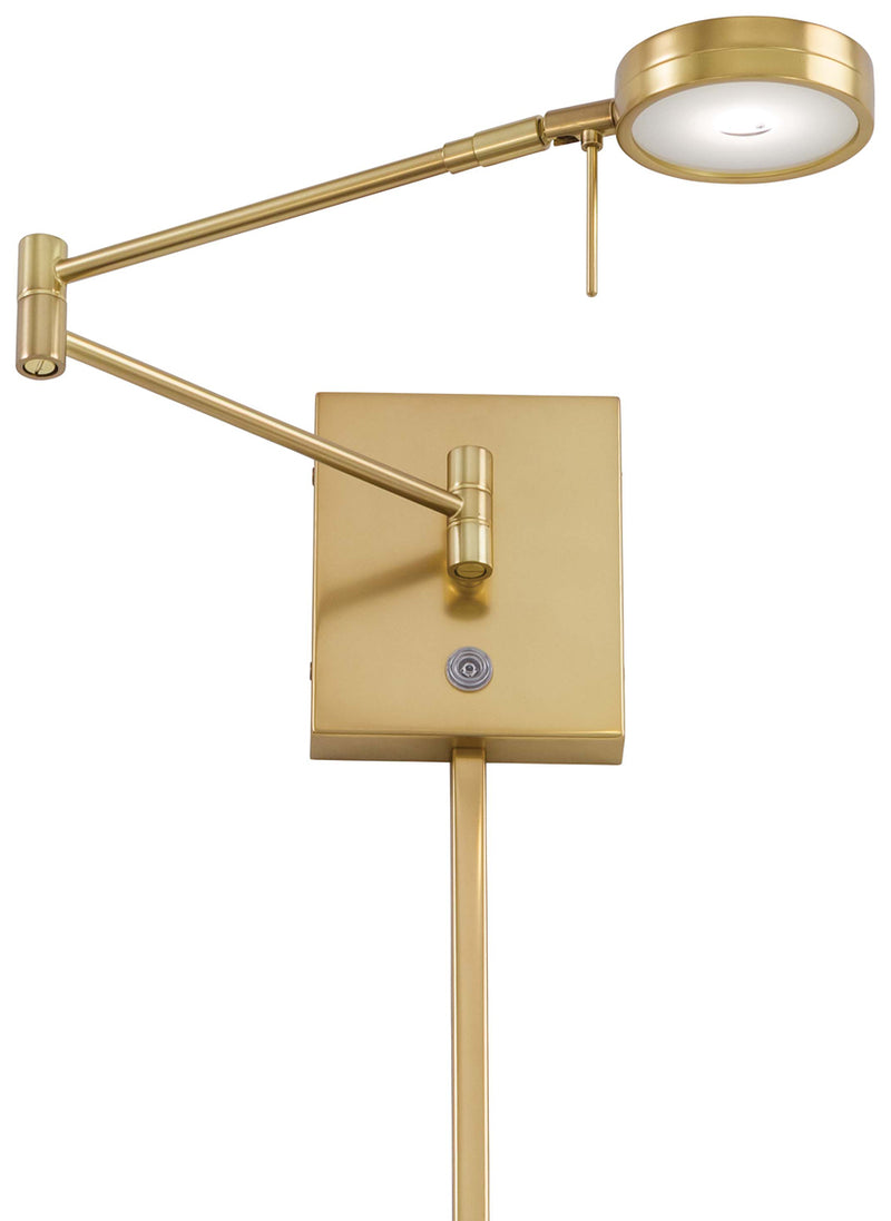 George's Reading Room 1-Light LED Swing Arm Wall Lamp in Honey Gold - Lamps Expo
