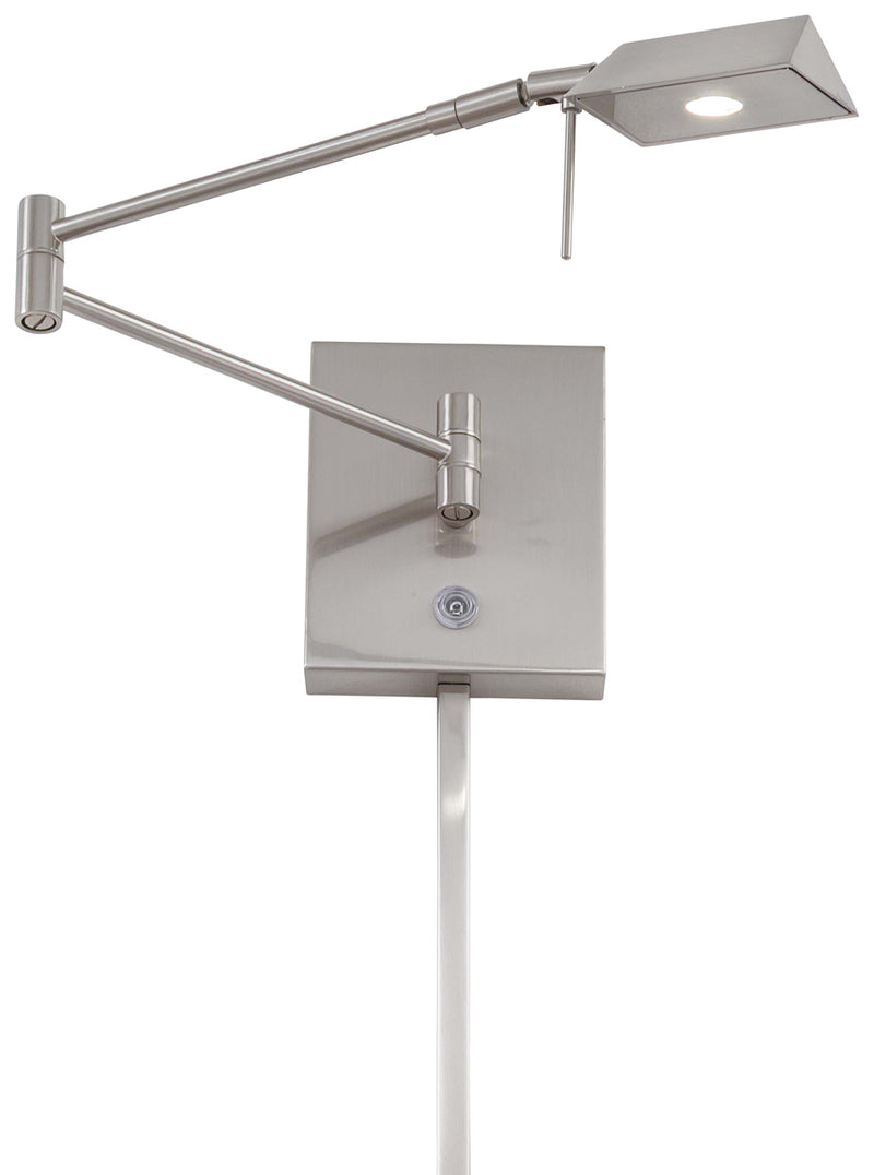 George's Reading Room 1-Light LED Swing Arm Wall Lamp in Brushed Nickel - Lamps Expo
