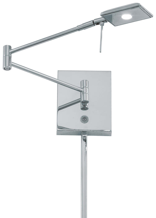 George's Reading Room 1-Light LED Swing Arm Wall Lamp in Chrome - Lamps Expo