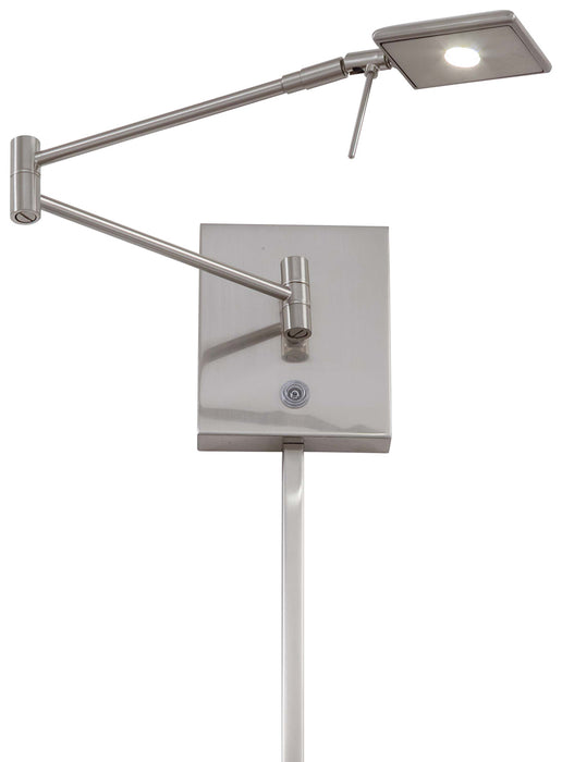 George's Reading Room 1-Light LED Swing Arm Wall Lamp in Brushed Nickel - Lamps Expo