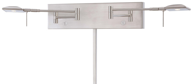 George's Reading Room 2-Light LED Swing Arm Wall Lamp in Brushed Nickel - Lamps Expo