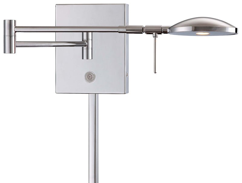 George's Reading Room 1-Light LED Swing Arm Wall Lamp in Chrome - Lamps Expo