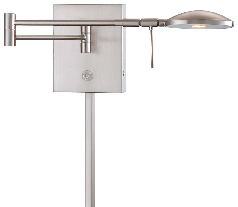 George's Reading Room 1-Light LED Swing Arm Wall Lamp in Brushed Nickel - Lamps Expo