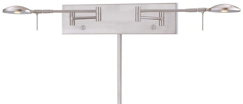 George's Reading Room 2-Light LED Swing Arm Wall Lamp in Brushed Nickel - Lamps Expo