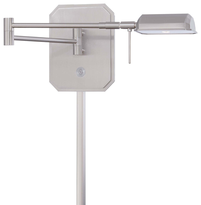 George's Reading Room 1-Light LED Swing Arm Wall Lamp in Brushed Nickel - Lamps Expo