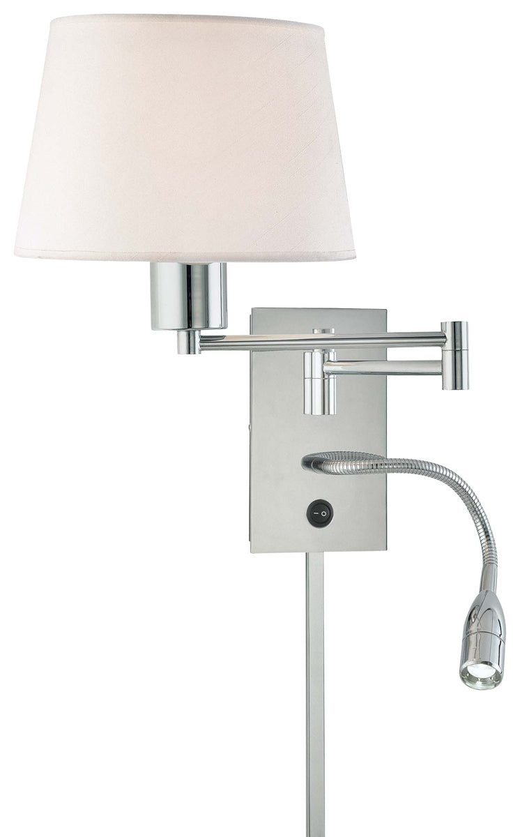 George's Reading Room 1-Light Swing Arm Wall Lamp &  LED Reading Lamp in Chrome - Lamps Expo