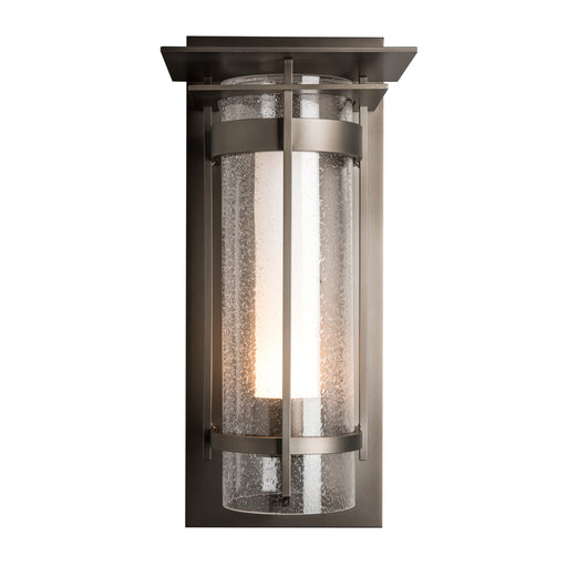 Banded Seeded Glass with Top Plate Large Outdoor Sconce in Coastal Dark Smoke (77)