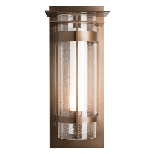 Banded Seeded Glass XL Outdoor Sconce with Top Plate in Coastal Bronze (75)