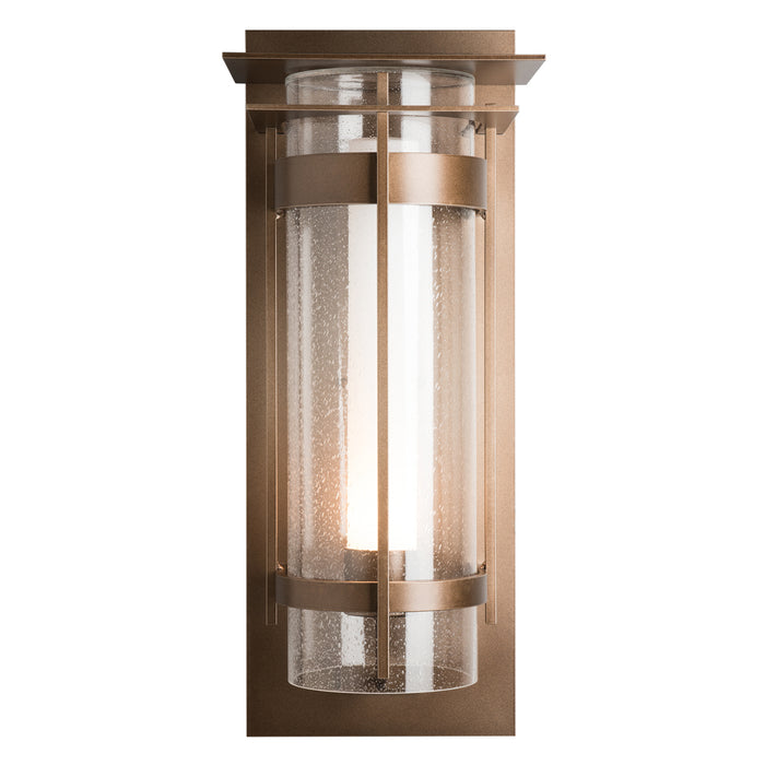 Banded Seeded Glass XL Outdoor Sconce with Top Plate in Coastal Bronze (75)
