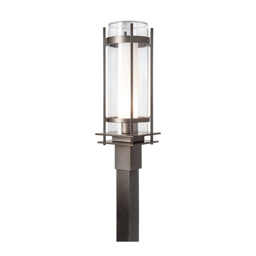 Banded Seeded Glass Outdoor Post Light in Coastal Dark Smoke (77)