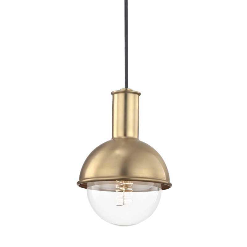 Riley 1-Light Pendant in Aged Brass - Lamps Expo