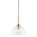 Tabitha 1 Light Pendant in Aged Brass