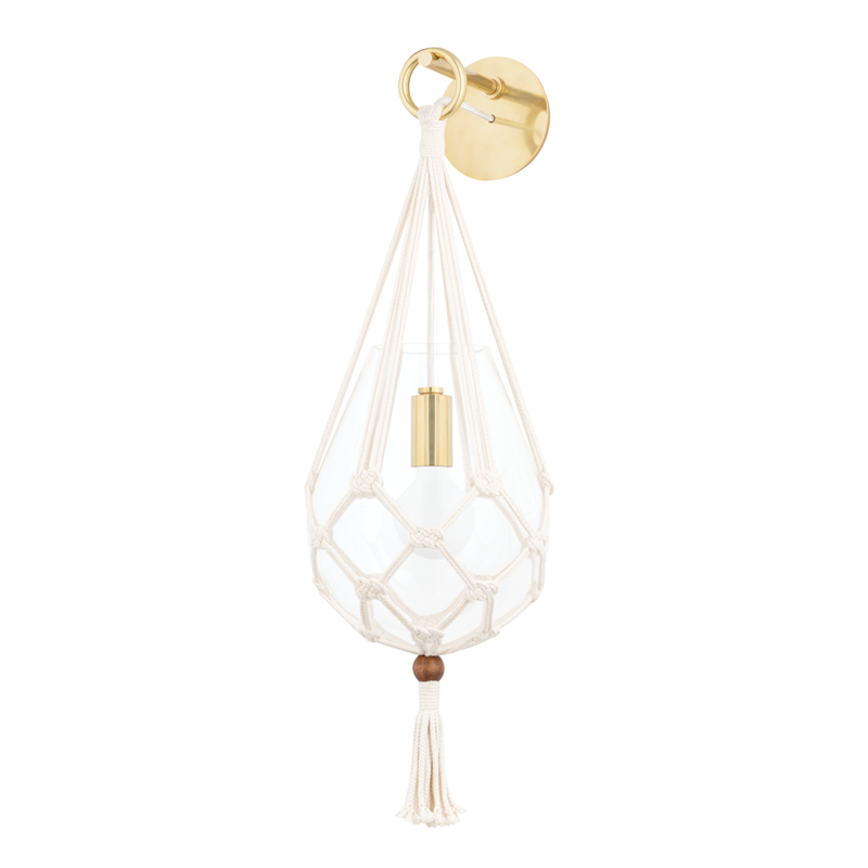 Tessa 1-Light Wall Sconce in Aged Brass - Lamps Expo