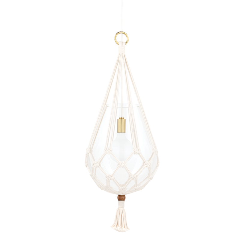 Tessa 1-Light Large Pendant in Aged Brass - Lamps Expo