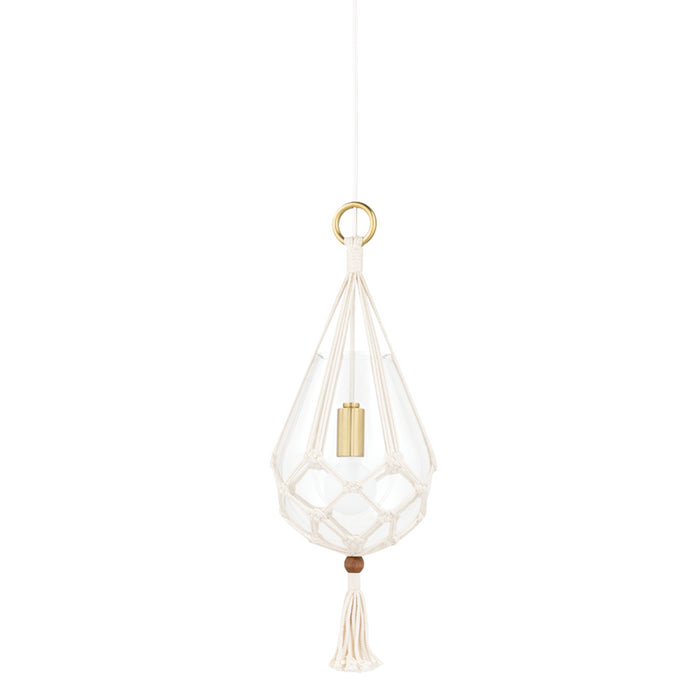 Tessa 1-Light Small Pendant in Aged Brass - Lamps Expo