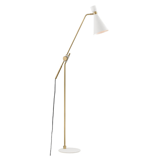 Willa 1 Light Floor Lamp in Aged Brass/White