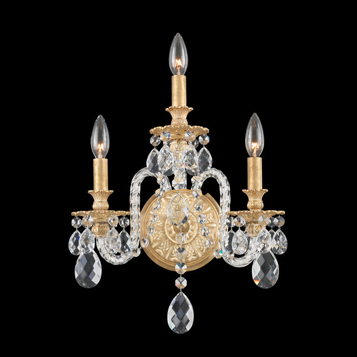 Isabelle 3-Light Wall Sconce in Parchment Gold with Clear Optic Crystals
