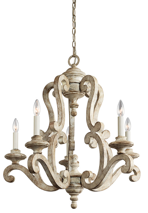 Hayman Bay Chandelier 5-Light in Distressed Antique White - Lamps Expo