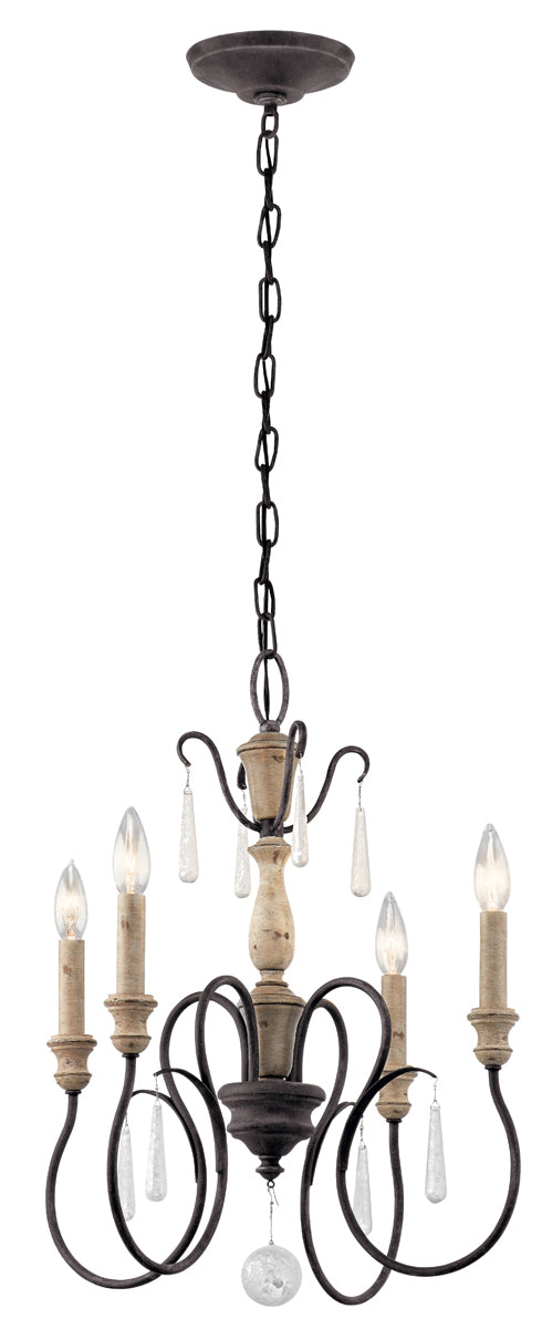 Kimblewick Chandelier 4-Light in Weathered Zinc - Lamps Expo
