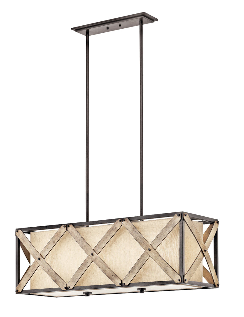 Cahoon Linear Chandelier 3-Light in Anvil Iron - Lamps Expo