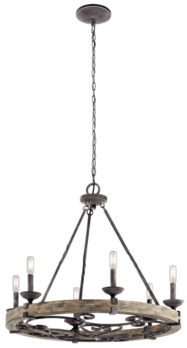 Taulbee Chandelier 6-Light in Weathered Zinc - Lamps Expo