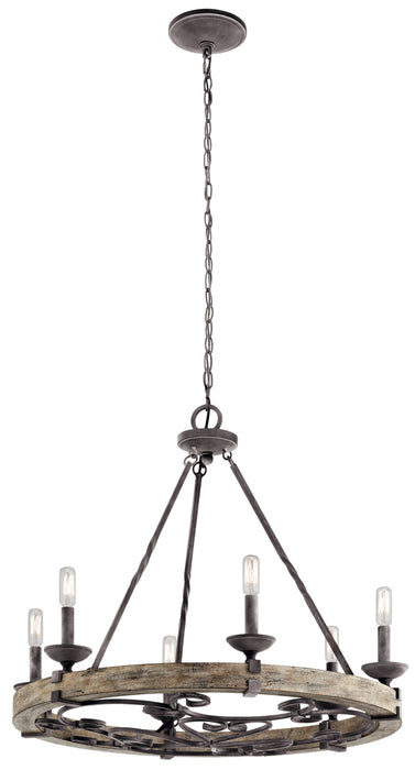 Taulbee Chandelier 6-Light in Weathered Zinc - Lamps Expo