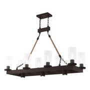 Metuchen 8-Light Linear Chandelier in Bronze - Lamps Expo