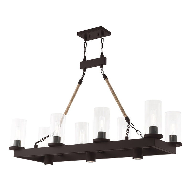 Metuchen 8-Light Linear Chandelier in Bronze - Lamps Expo