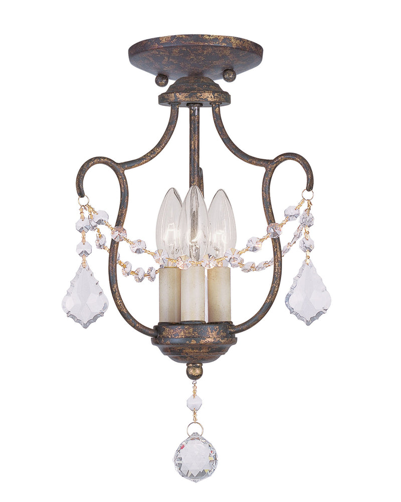 Chesterfield 3-Light Convertible Ceiling Mount in Hand Applied Venetian Golden Bronze - Lamps Expo