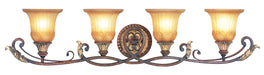 Villa Verona 4-Light Bath Vanity in Verona Bronze with Aged Gold Leaf Accents - Lamps Expo