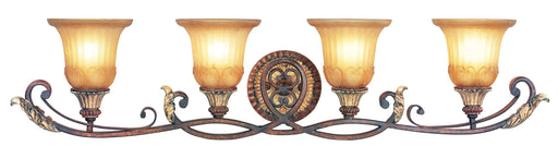 Villa Verona 4-Light Bath Vanity in Verona Bronze with Aged Gold Leaf Accents - Lamps Expo