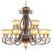 Villa Verona 15-Light Chandelier in Verona Bronze with Aged Gold Leaf Accents - Lamps Expo