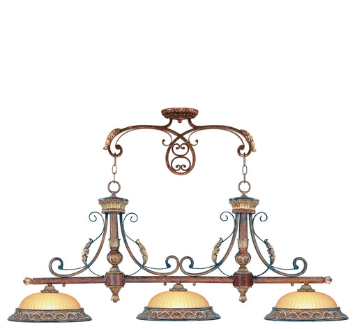 Villa Verona 3-Light Island in Verona Bronze with Aged Gold Leaf Accents - Lamps Expo