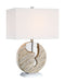 Table Lamp in Marbleized Clear with White Fabric Shade, E27 A 60W