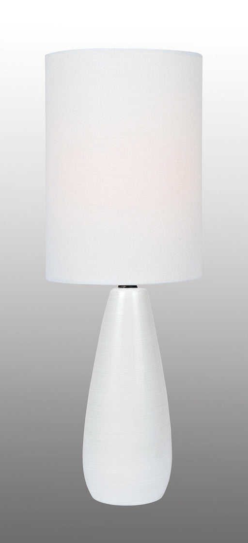 Quatro Mini Table Lamp in Brushed White with White Linen Shade, E27 A 40W
