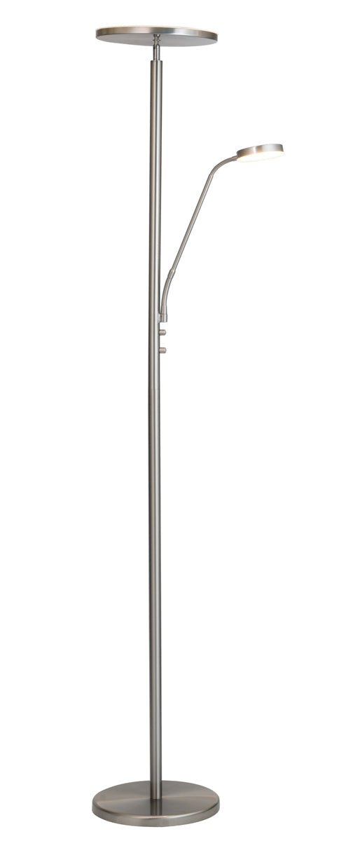 Monet LED Torch Reading Combo Lamp in Brushed Nickel, LED Panel 30W & 5W