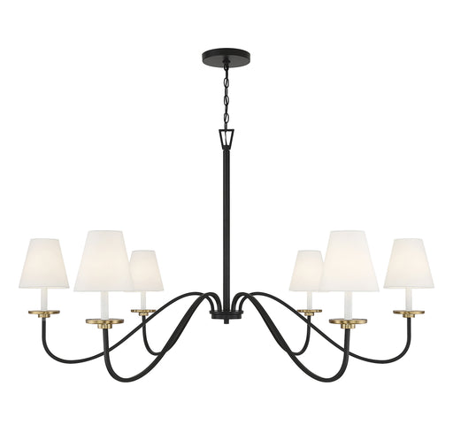 Meridian (M100106BNB) 6-Light Chandelier in Black with Natural Brass Accents